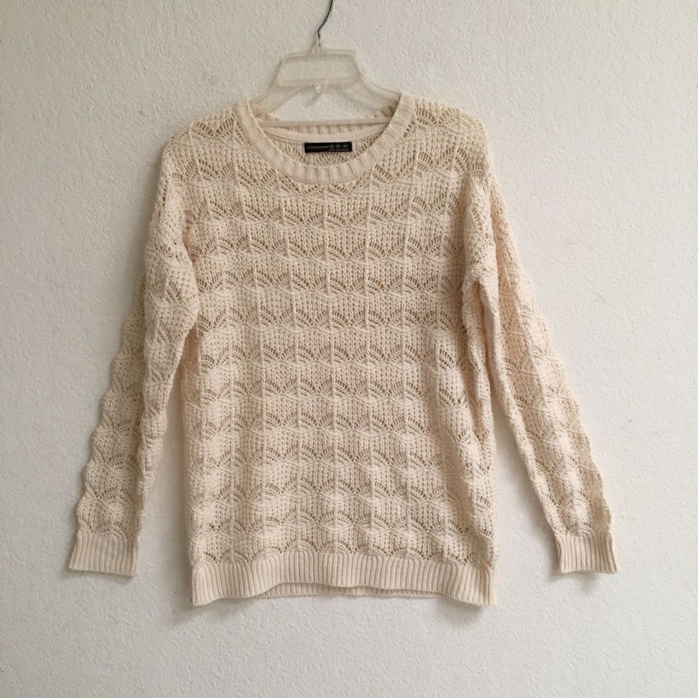 ‎Atmosphere Y2K retro cream crocheted knit sweater 10